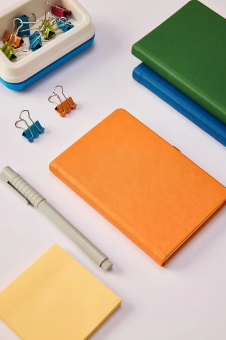 Kişiye Özel Turuncu Hediyelik Cep Boy Lastikli Çizgili 192 Sayfa Deri Not Defteri