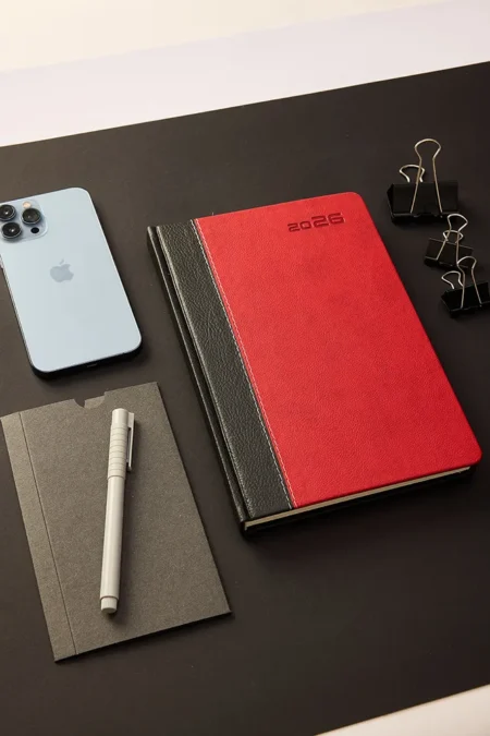 Kişiye Özel Kırmızı Hediyelik 2026 Düz Sert Kapak Deri Ajanda