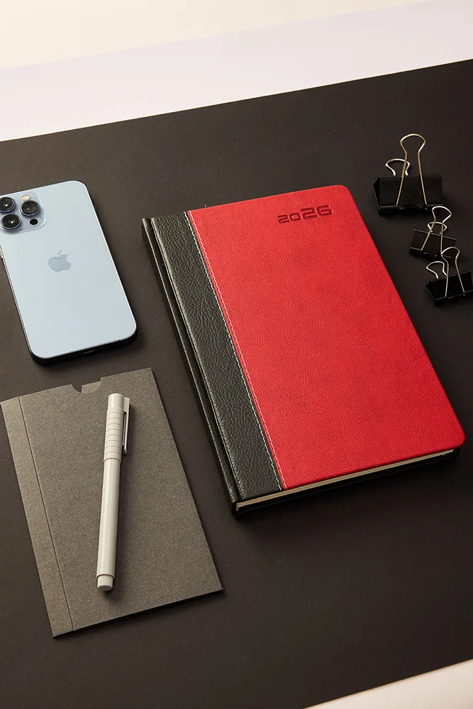 Kişiye Özel Kırmızı Hediyelik 2026 Düz Sert Kapak Deri Ajanda