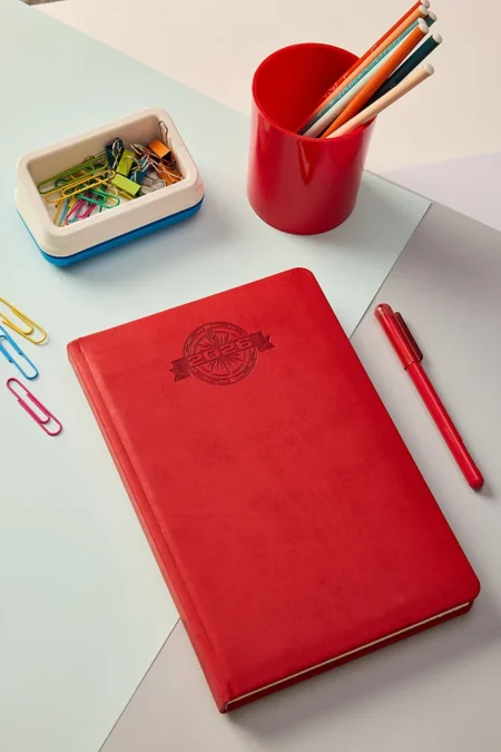 Kişiye Özel Kırmızı Hediyelik Cilt 2026 Düz Sert Kapak Deri Ajanda