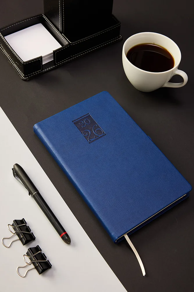 Kişiye Özel Lacivert Hediyelik Cilt 2026 Düz Sert Kapak Deri Ajanda