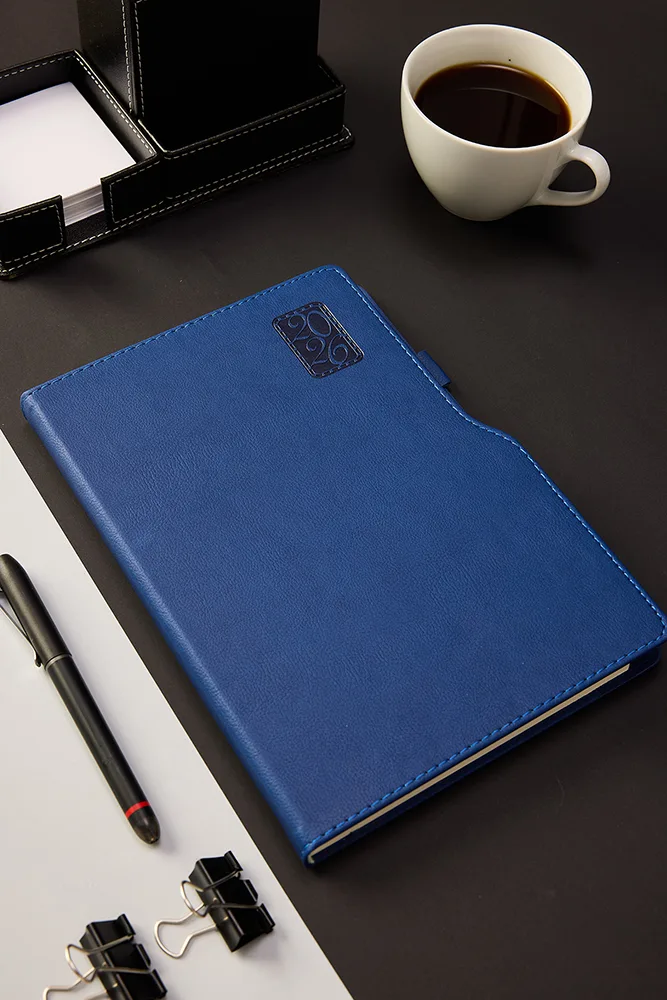 Kişiye Özel 2026 Lacivert Hediyelik Düz Sert Kapak Deri Ajanda