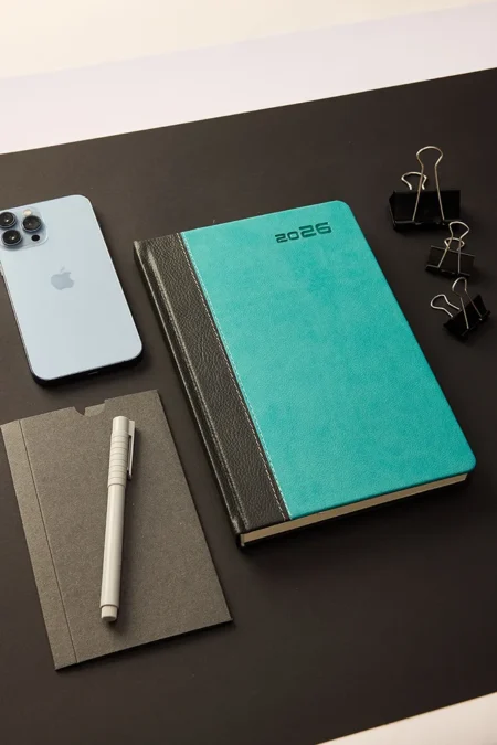 Kişiye Özel Turkuaz Hediyelik 2026 Düz Sert Kapak Deri Ajanda