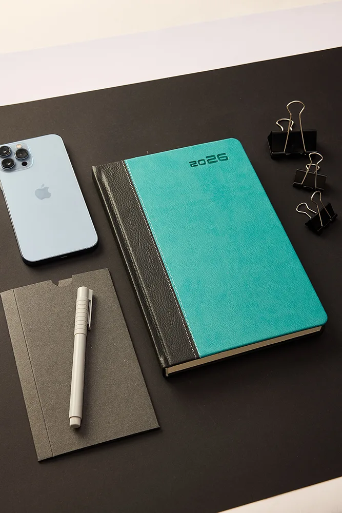 Kişiye Özel Turkuaz Hediyelik 2026 Düz Sert Kapak Deri Ajanda