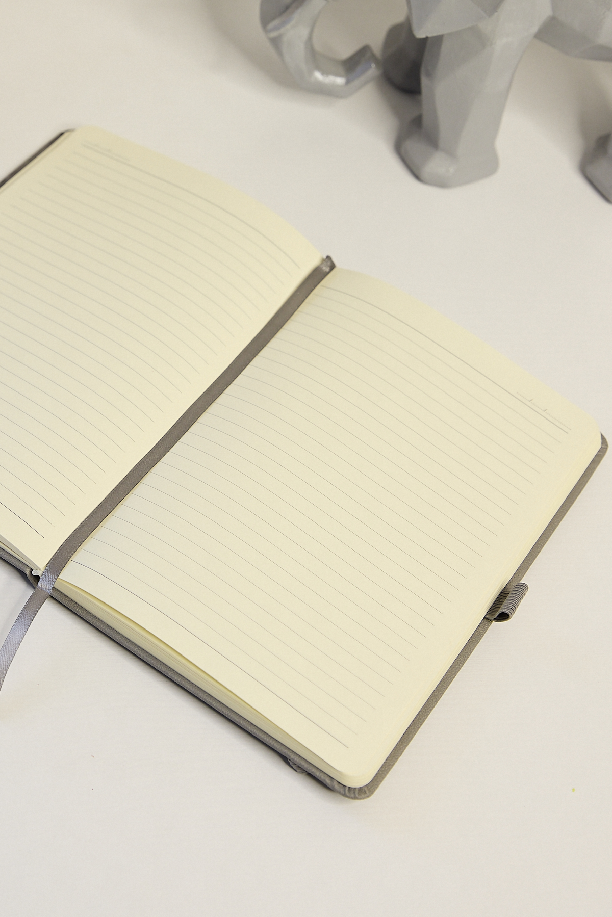 Kişiye Özel Gri Lastikli Kalem Tutuculu Evrak Cepli Vegan Deri 224 Sayfa Çizgili Not Defteri - Görsel 2