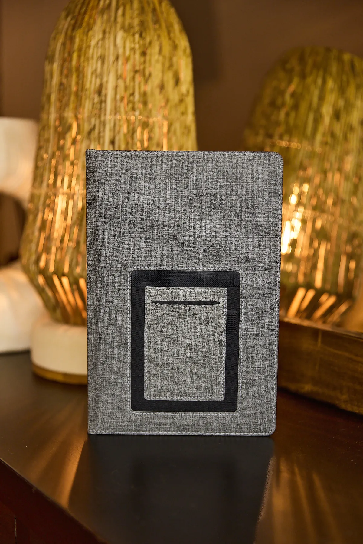 Kişiye Özel Gri 2026 Günlük Ajanda Vegan Deri Kanguru Düz Kurumsal Hediyelik