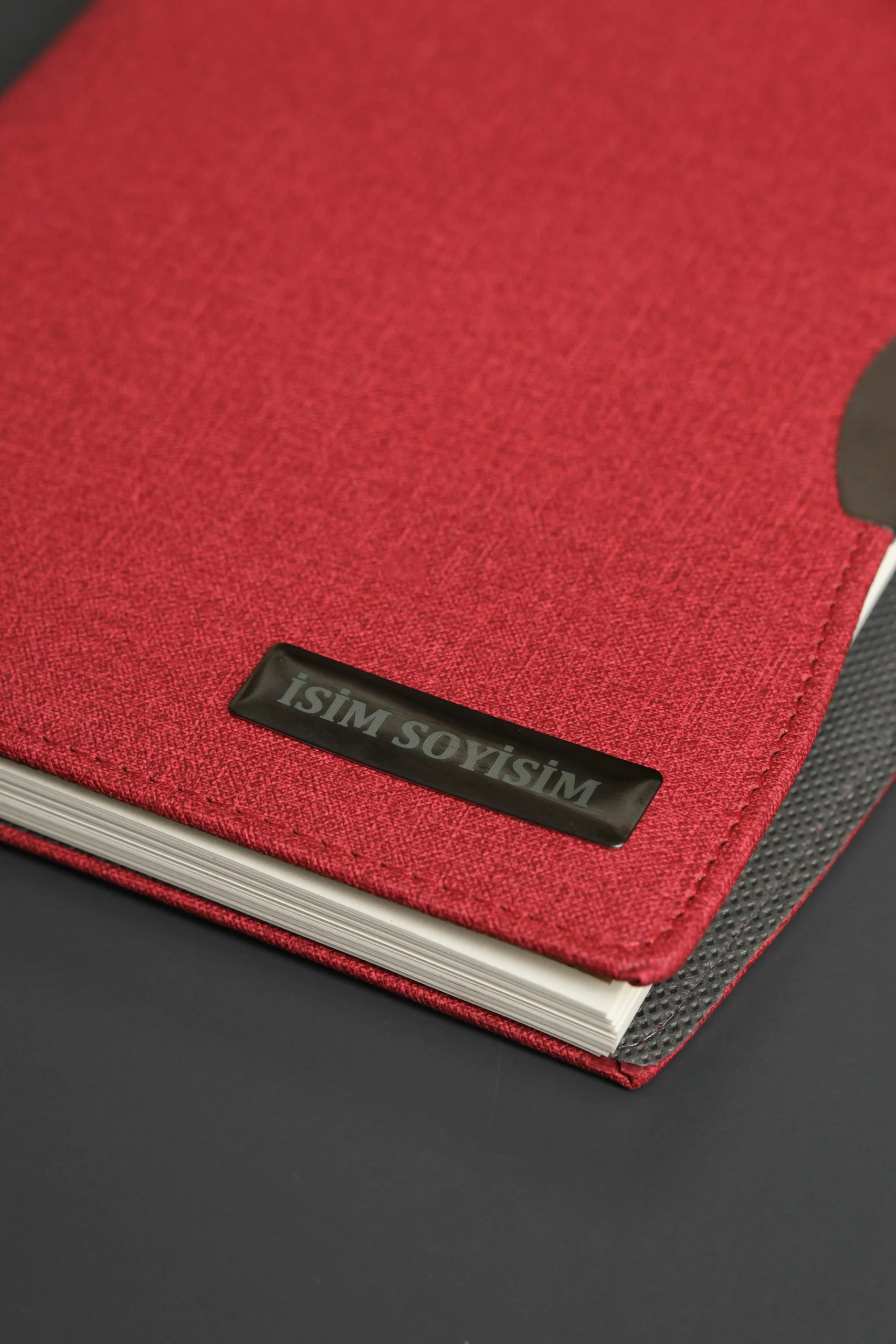 Kişiye Özel Kırmızı Düz Vegan Deri Spiralli 240 Sayfa Çizgili Not Defteri - Görsel 9