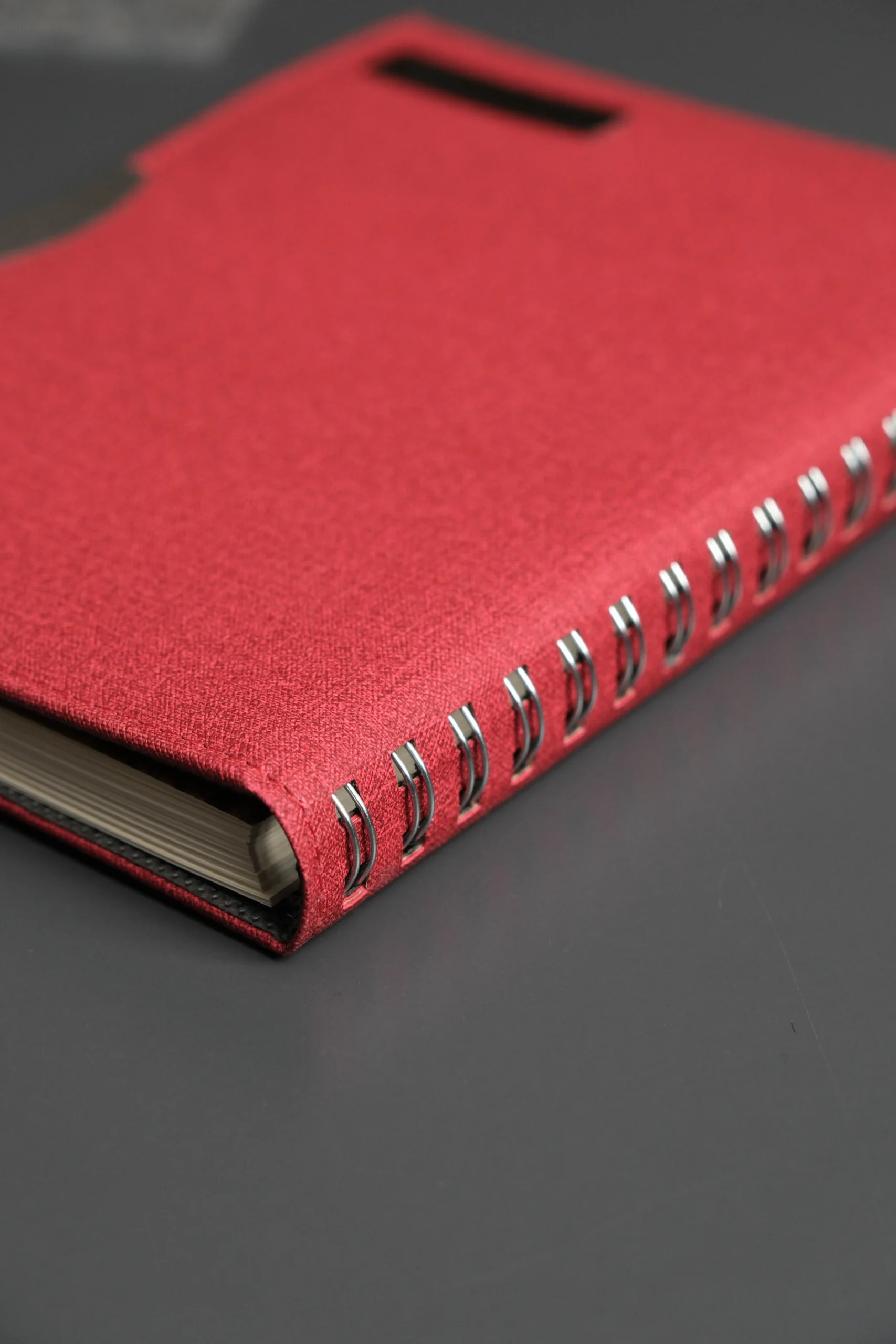 Kişiye Özel Kırmızı Düz Vegan Deri Spiralli 240 Sayfa Çizgili Not Defteri - Görsel 6