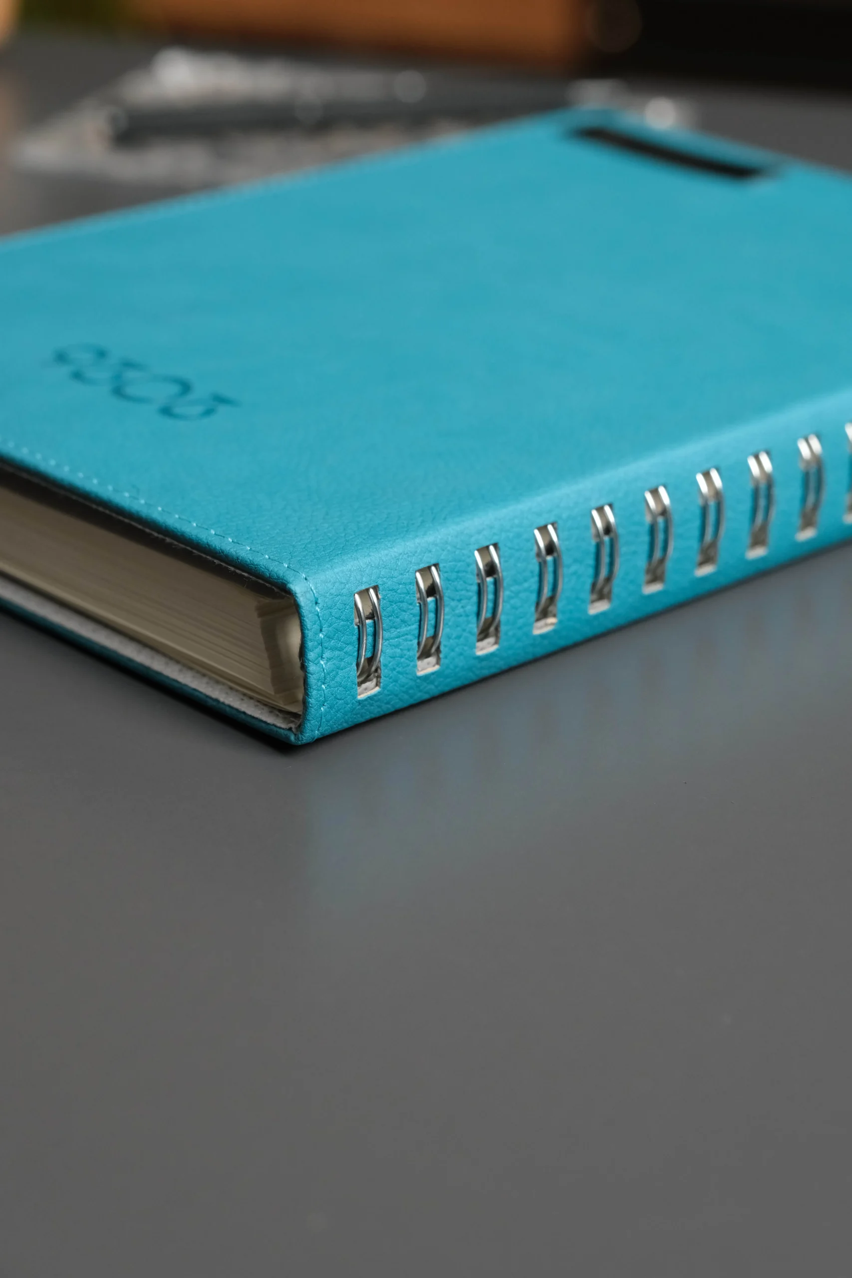Kişiye Özel Turkuaz Düz Vegan Deri Spiralli 240 Sayfa Çizgili Not Defteri - Görsel 10