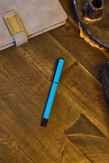 Kişiye Özel Mavi Kapaklı Mavi Mürekkepli Düz Roller Tükenmez Kalem